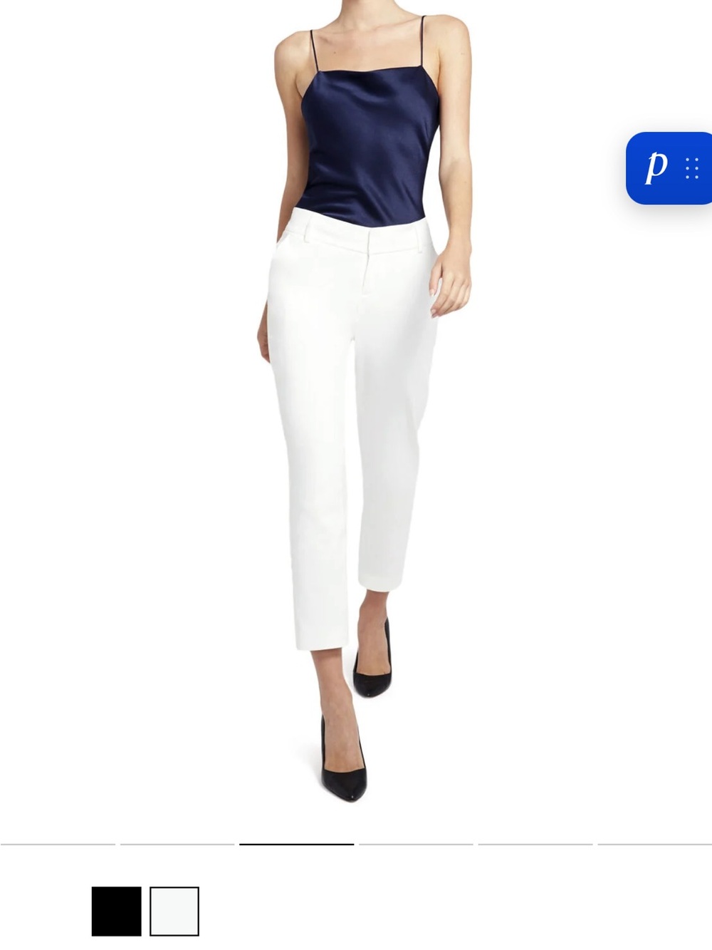 Alice + Olivia White Cropped Straight-Leg Stacey Slim Pants
